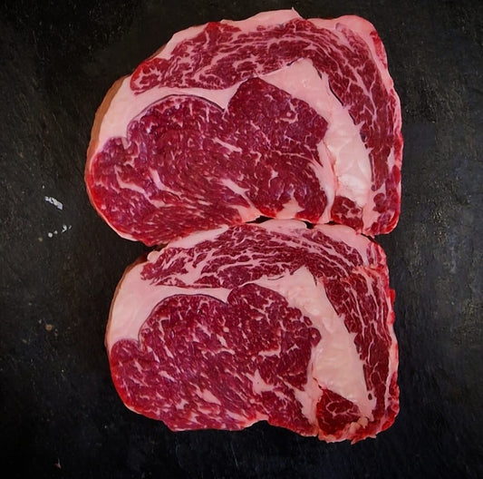 Himalayan salt aged Yorkshire Wagyu rib eye steak