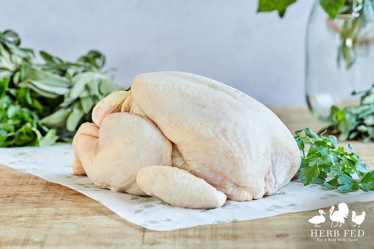 Herb fed free range chickens