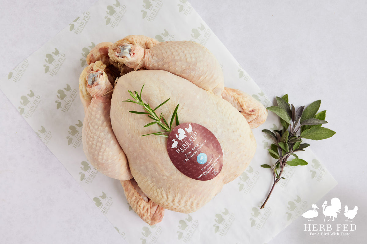 Herb fed free range roosters