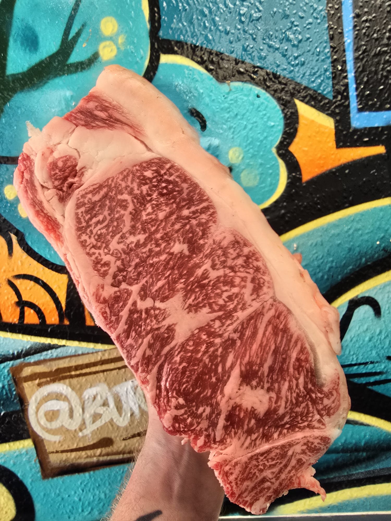 Himalayan Salt aged Yorkshire Wagyu sirloin.
