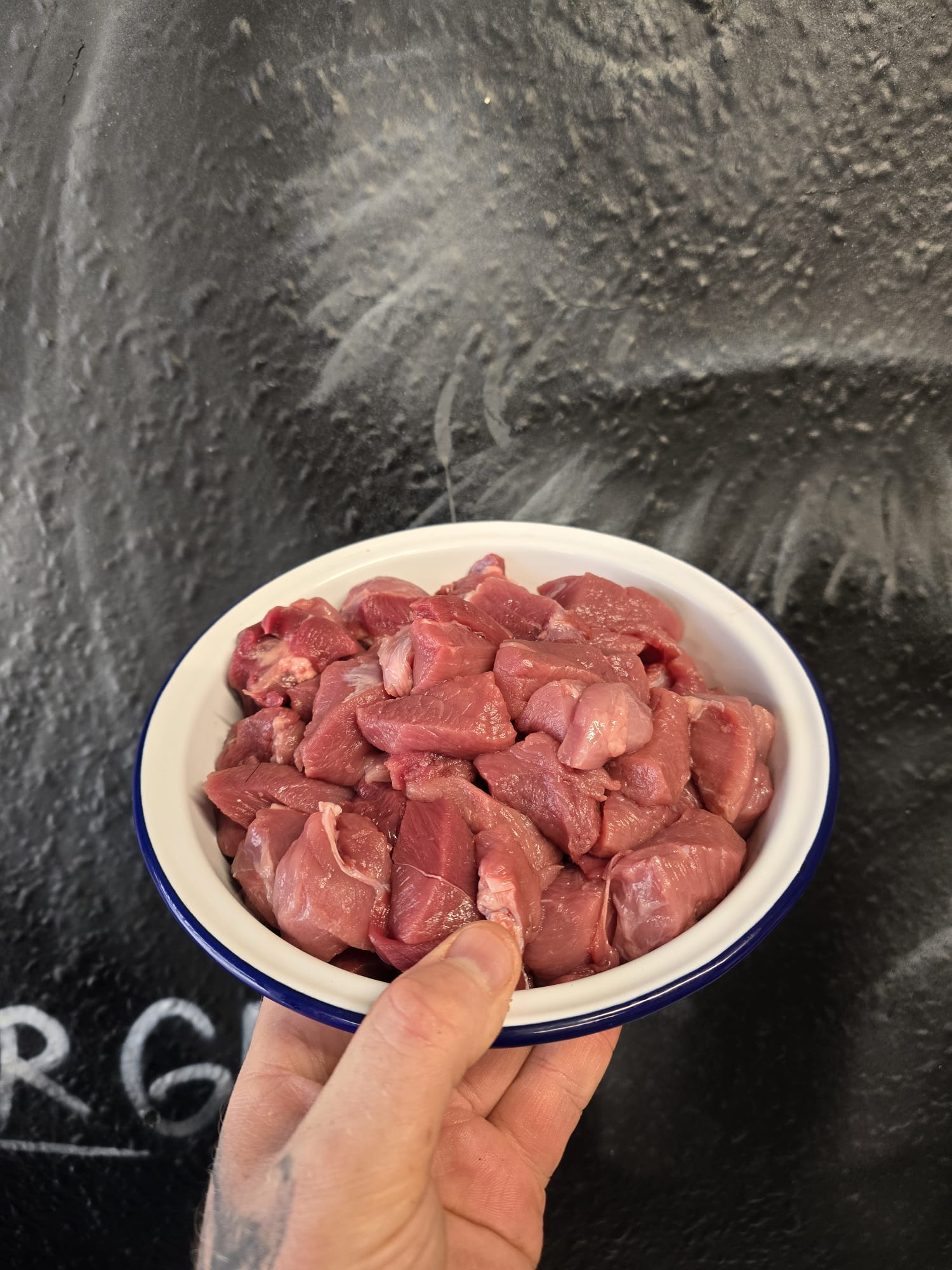 Diced wild boar