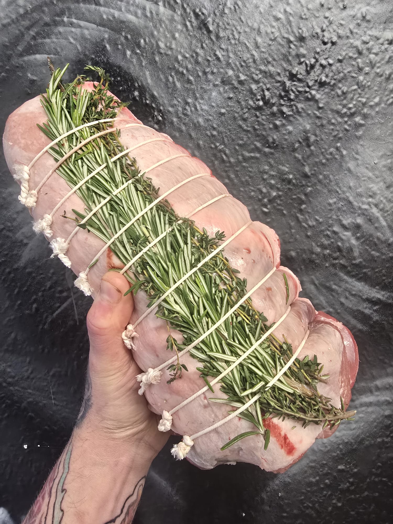 Whole boneless legs of aged yorkshire lamb