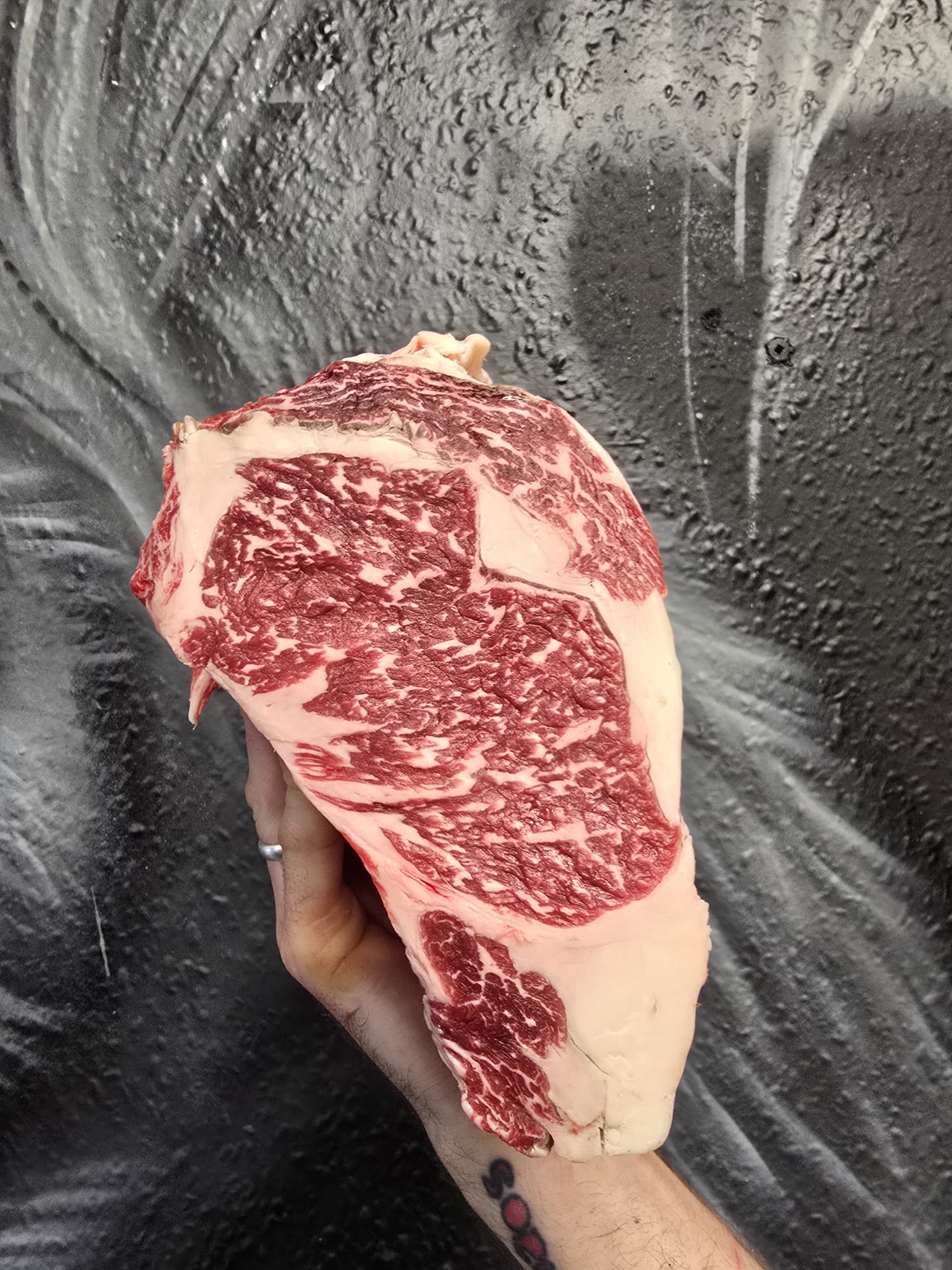 Dry aged yorkshire bred f1 wagyu ribeye