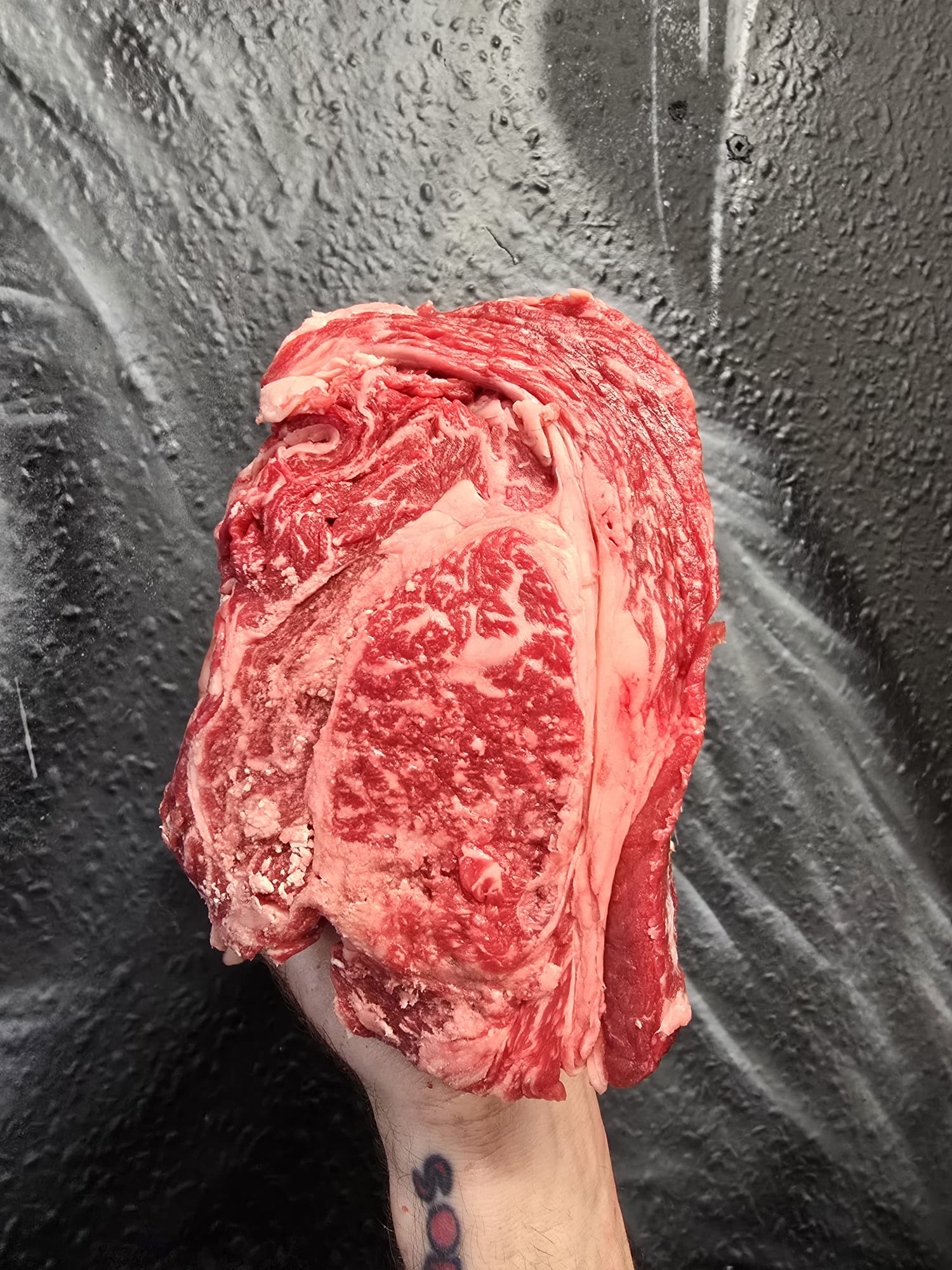 Dry aged yorkshire bred f1 wagyu chuck eye steak