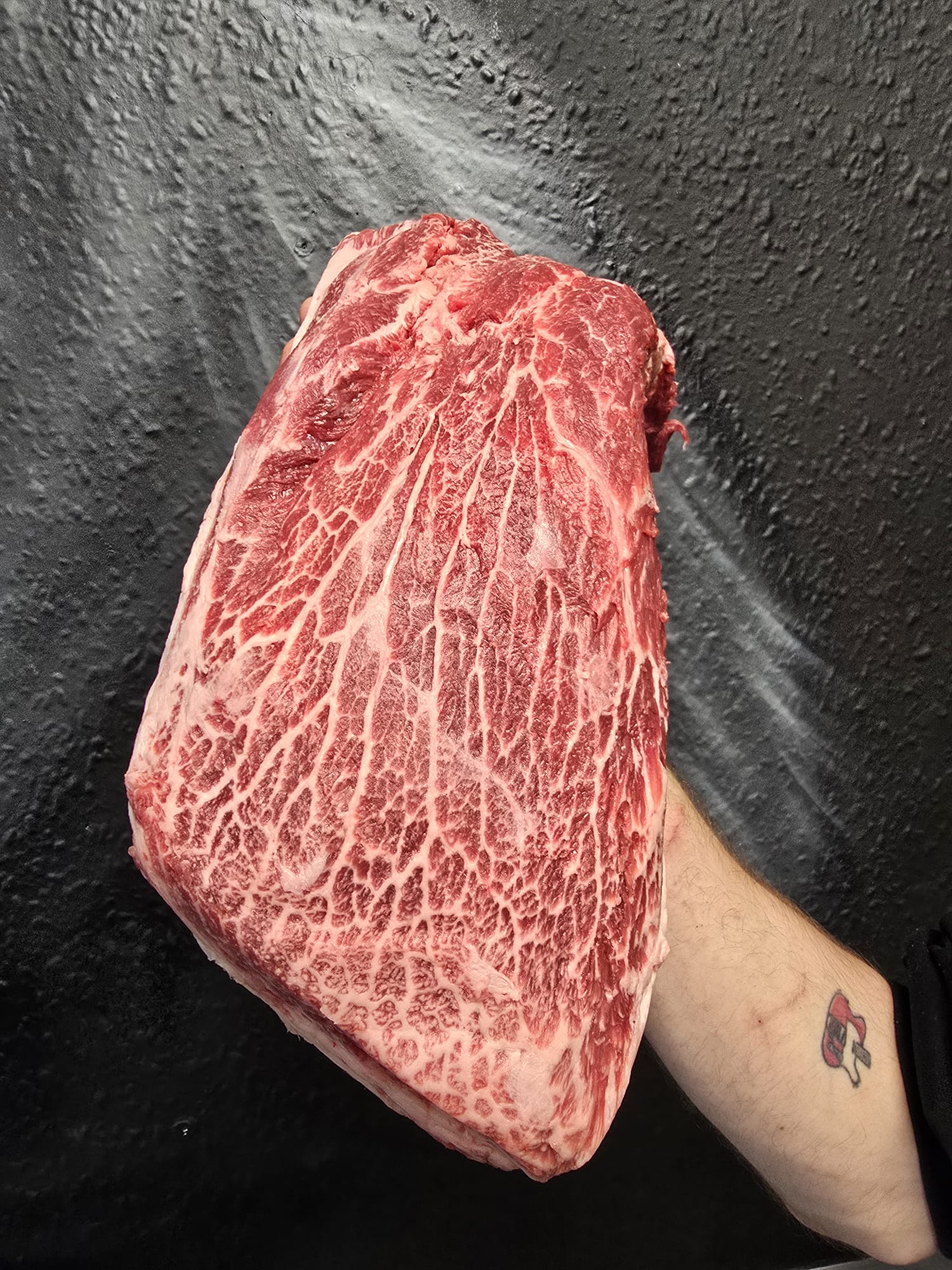 Dry aged yorkshire bred f1 wagyu whole feather blade