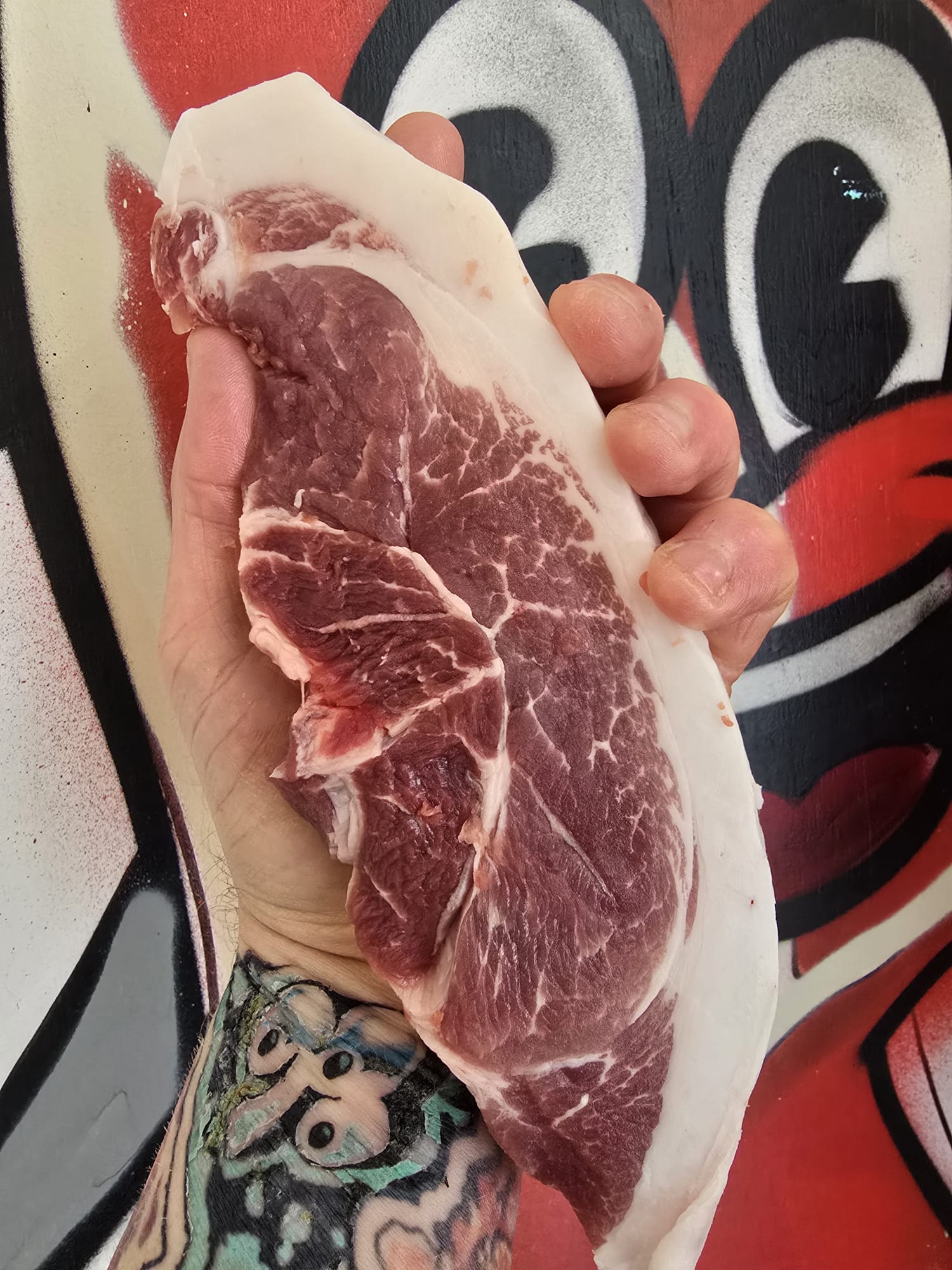 Dry aged english Iberico pork rump steak