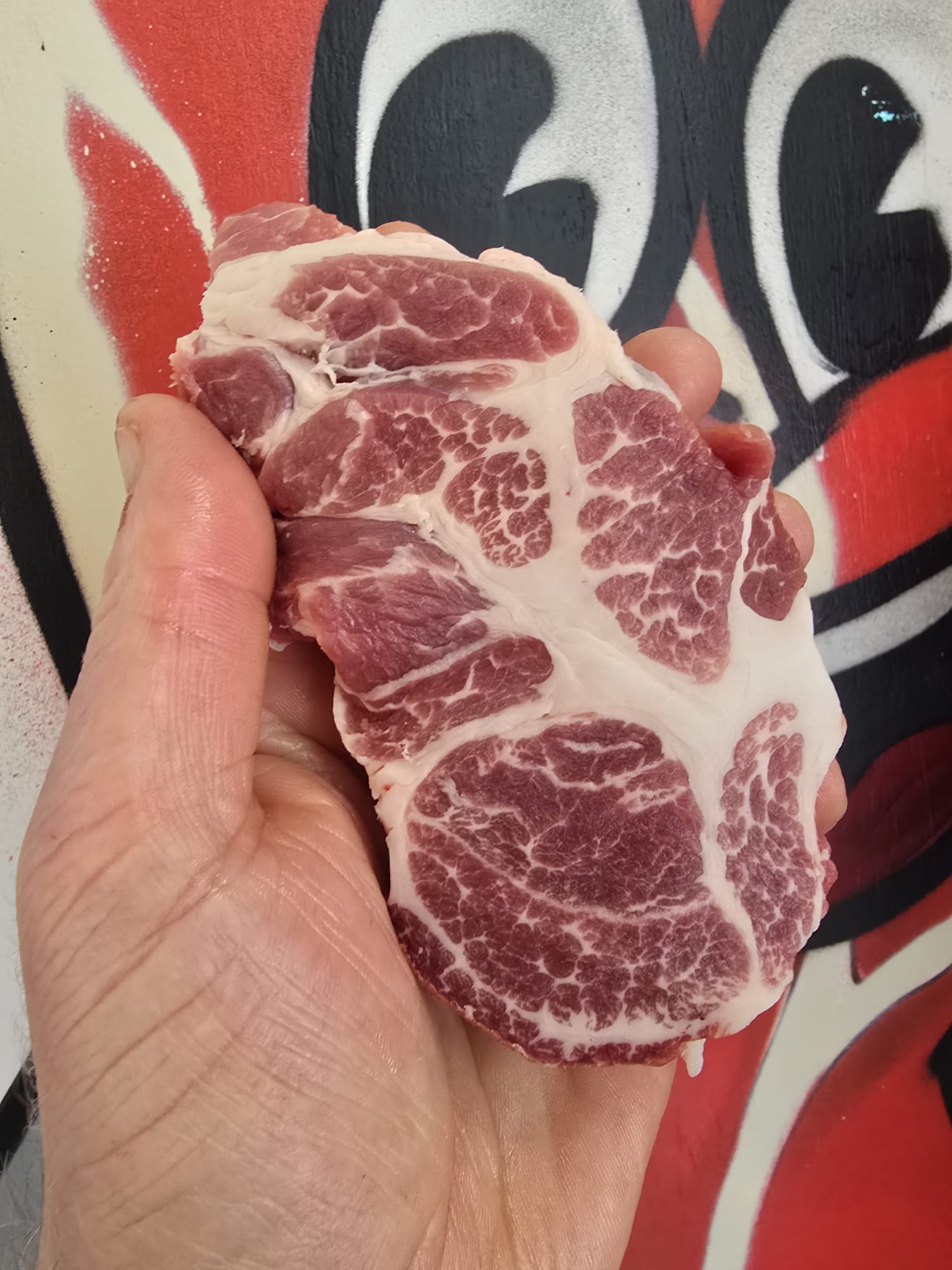 Dry aged english Iberico pork ribeye