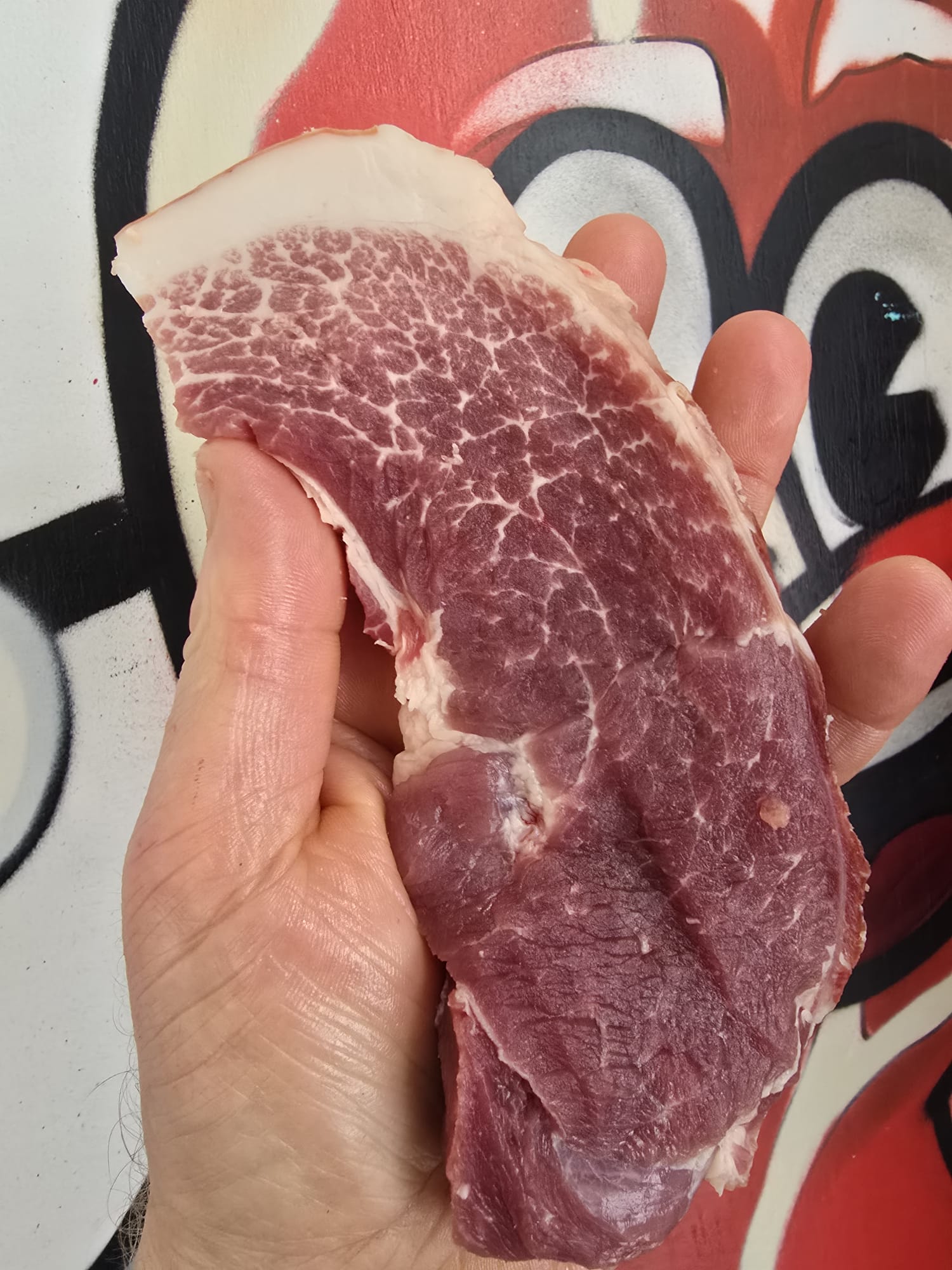 Dry aged english Iberico pork leg steaks
