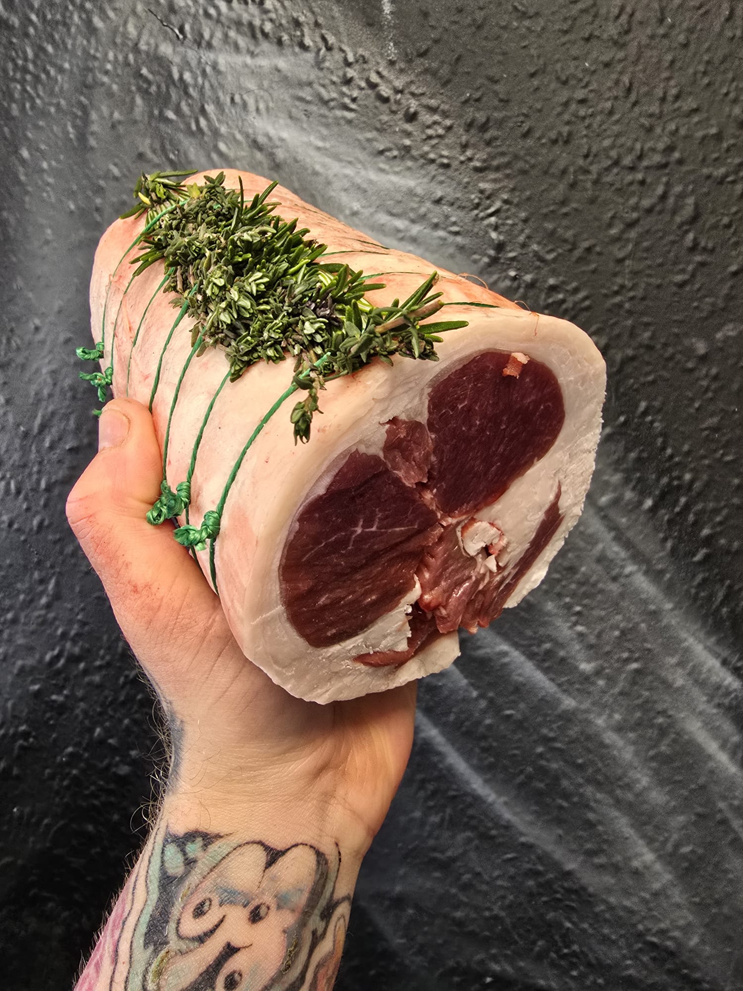Rolled saddle of  aged yorkshire lamb