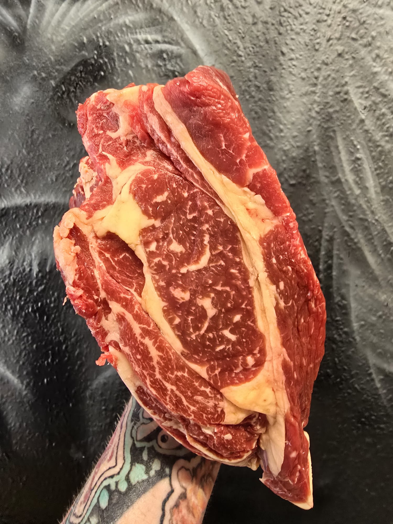 Dry aged jersey retired dairy chuck eye steak