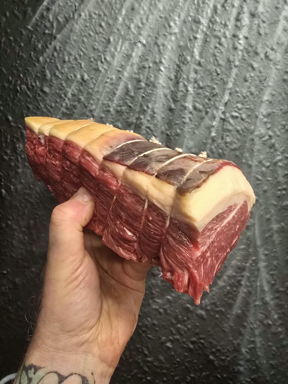 Dry aged yorkshire F1 wagyu rolled thick rib