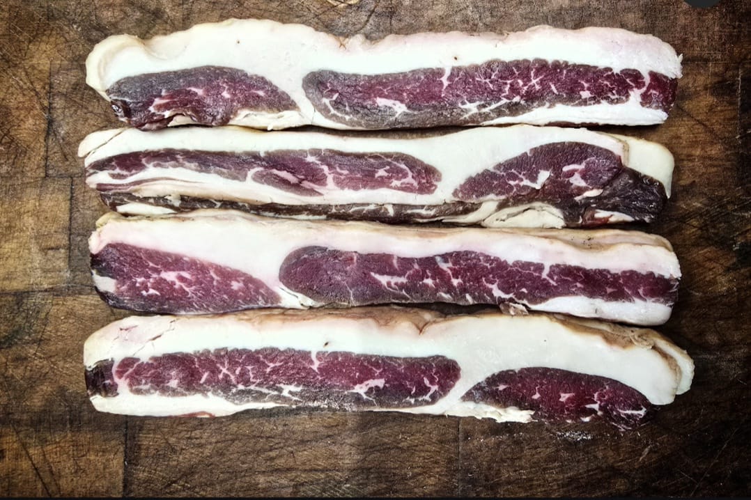 Dry Cured Smoked Ribcap Beef Bacon